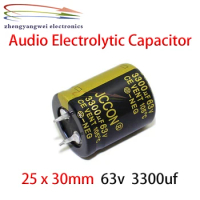 25x30mm 10pcs 63v 3300uf black Audio Electrolytic Capacitor For Hifi Amplifier Low