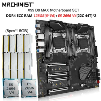 MACHINIST X99 Motherboard Set LGA 2011-3kit Xeon E5 2696 v4 Dual CPU Processor 8*16=128GB DDR4 ECC RAM Memory NVME M.2 D8 MAX