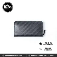Dompet FENDI FF MONOGRAM DIAGONAL GREY BLACK ZIP LONG WALLET 100% ORIGINAL 18X10CM