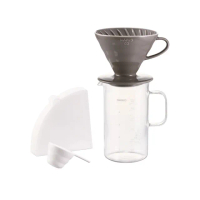 【HARIO】V60 石墨灰咖啡燒杯套組／BVD-3012-GR