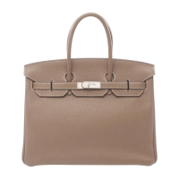 【二手名牌BRAND OFF】HERMES 愛馬仕 大象灰 Togo皮革 Birlkin 35 柏金包 手提包 □O刻 (無鎖頭鑰匙組)