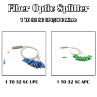 PLC Micro Fiber Optic Splitter SC UPC/APC 1x32 SM 9/125 Single Mode 0.9mm Length 1.0 Meter FTTH Networking Ethernet