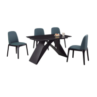【文創集】杜亞特4.3尺岩板餐桌科技布餐椅組合(一桌四椅組合)