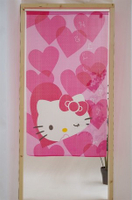 大賀屋 日本製 Hello Kitty 門簾 風水簾 愛心 桃紅 掛簾 簾子 凱蒂貓 KT 三麗鷗 J00010495