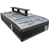 Large Capacity Horizontal Combined Sliding showcase Glass Door Island Chest Freezer Refrigeration