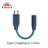 OKCSC Type C/Lighting to 3.5mm Earphone Jack USB C Cable HiFi Portable High-End DAC/Headphone Amplifier DSD512 Audio Adapter