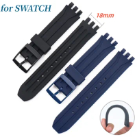 Silicone Strap for Swatch SUIB400 SUIK400 18mm Rubber Watch Band Men Women Sports Waterproof Bracelet Replacement Accessories