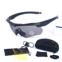 Military Tactical Goggles CS Airsoft Windproof Shooting Glasses HD 3 Lens Motocross Motorcycle Mountaineering Safe Glasses