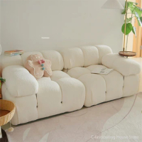 Nordic Couches Living Room Sofa Set French Sofa Combination Lamb Velvet Sofas for Living Room Furniture Bed L Shape Sofa Cum Bed