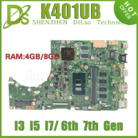 KEFU K401UB Laptop Motherboard For ASUS K401U A401U K401UQK A401UQ V401UQ V401U Mainboard With 4GB/8GB RAM I3 I5 I7 6th 7th Gen
