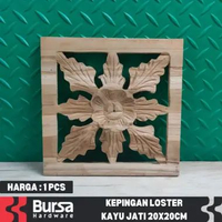 Kepingan Loster Kayu Jati Ukuran 20x20 Dekorasi Ornamen Dinding dan Ukiran Ventilasi Angin