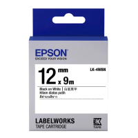 【EPSON】官方直營 標籤帶 白底黑字/12mm(LK-4WBN)