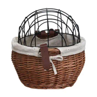 Cat Dog Bicycle Front Handlebars Basket Handwoven Wicker Pets Seat MTB Road Bike Basket Pet Cat Dog Carrier Cycling Accessories