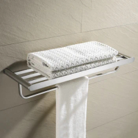Bathroom Bath Towel Rack SUS304 Stainless Steel Towel Bar 23 Inch Wall Mount Shelf Rustproof Polish Bathroom Shelves