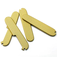 1Pair Brass Handle Patches Folding Knife Non-slip Grips Patch Scales For 91mm Victorinox Swiss Army Knife Handle DIY Accessories