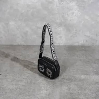 Tas KARL LAGRERFELD SIDEWAYS IKONIK CHOUPETTE RHINESTONE BLACK CAMERA BAG 100% ORIGINAL 21X14X7CM