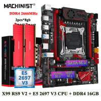 MACHINIST RS9 X99 Kit Set LGA 2011-3 Motherboard Xeon CPU E5 2697 v3 with DDR4 2*8GB 2666mhz RAM Memory M.2 NVME Quad Channel