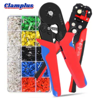 Wire Ferrule Crimping Stripping Cutting Pliers Kit 6-4/6-6 Tubular Terminals Electrical Crimping Tool Clamp Set Terminator