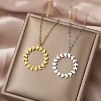 Stainless Steel Necklaces Garland Pendant Jewelry Fashion Simple Wreath Choker Necklace For Women Party Christmas Gift One Piece