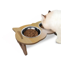 【PETDOS 派多斯】木紋斜面拼接寵物餐桌(寵物碗 加高斜角不傷脖 寵物碗架 貓碗 狗碗 貓碗架 貓餐桌)
