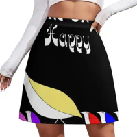 Come On Get Happy iCONS by Aristotle Allen Retro Graphics Mini Skirt Female dress sexy short mini skirts