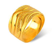 【福西珠寶】買一送一9999黃金戒指 飛行日記戒指 寬版男戒(金重5.01錢+-0.03錢)