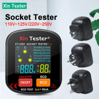 Xin Tester Digital Socket Tester Ground Zero Line Plug Polarity Phase Check Voltage Detector EU/UK/US Plug