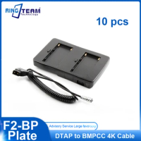 10pcs F2-BP NP-F Battery Plate + DTAP BMPCC 4K Coiled Cable for F550 F750 F970 for Canon 5D2 DSLR Camera LED Light Monitor