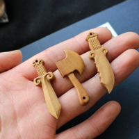 天然桃木劍刀斧子手工雕刻diy飾品編織手繩制作配件材料護身符
