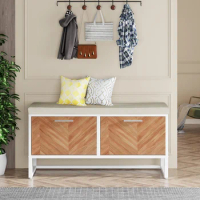 Tribesigns Shoe Storage Bench with Seat Cushion, Entryway Shoe Bench with 2 Flip Drawers, Hallway Shoe Storage Cabinet