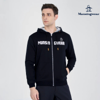 Munsingwear 企鵝牌 男款黑色企鵝LOGO連帽棉感運動外套 MGUL6621