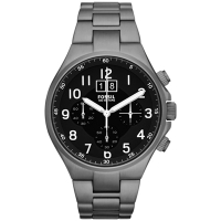 FOSSIL 領袖資格三環計時腕錶-鐵灰/46mm