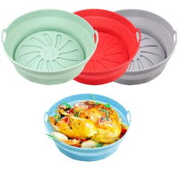 Best Air Fryer Liners Silicone, Air Fryer Accessories, 4 Pcs Round Airfryer Liners 8.2 Inches For Air Fryer Basket