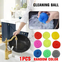 Plastic Wire Cleaning Ball Wash Pot Brush Wash Dishes Degrease Remove Stains Brush Pot Cleaning Kitchen Household Appliances