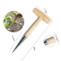 Home Gardening Wooden Planting Seeds And Bulbs Tools Hand Digger Seedling Remover Seed Planter Tool