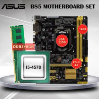 ASUS B85M-K Motherboard Kit with Intel I5-4570 cpu+ DDR3 8GB USB3.0 PCI-E 3.0 1×PCI-E X16 Micro-ATX Motherboard
