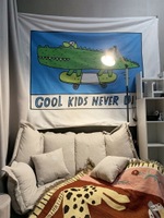 東柏 COOL KIDS滑板鱷魚個性卡通可愛背景布掛布出租房改造裝飾布
