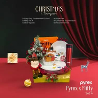 PYREX Miffy Set Piring & Mangkok Dinner 3pcs Milkglass Stylish Mudah Dibersihkan Permukaan Halus Mic