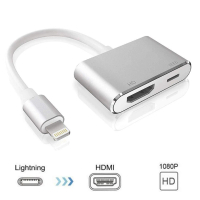 AILEC iPhone Lightning 轉HDMI 數位影音轉接線 鋁合金版(蘋果 APPLE 手機高清影像輸出加充電)