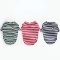 Cute Smiling Dog Striped T-shirt Spring and Summer Teddy Bear Vest Small Dog Pullover Pet Clothing Two-legged Clothes