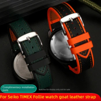 Unique Sheepskin strap for Seiko No.5 Water Ghost Time TIMEX T49963 Fossil Citizen strap genuine leather men's watch chain 20/22