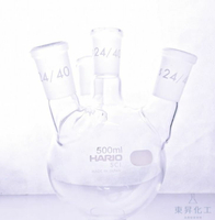 【東昇】磨砂四口圓底燒瓶 500mL (24/40) ｜ HARIO X KF