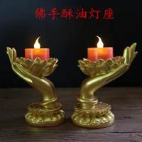 Candle candlestick oil lamp holder Lotus ghee lamp holder home decoration fairy garden butterfly