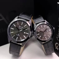 JAM TANGAN COUPLE ALEXANDRE CHRISTIE AC1015 AC 1015 LEATHER ORIGINAL GARANSI RESMI 1 TAHUN - silver 