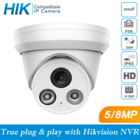 Hikvision Compatible 5MP Dome POE IP Camera 8MP Home Security CCTV Camera 8MP IR 30m H.265 P2P Plug&amp;play Security IPC