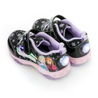 【【Disney 迪士尼】冰雪奇緣 電燈運動鞋/童鞋 抗菌 輕量 透氣 緩震 正版台灣製(黑紫/FOKX25750)