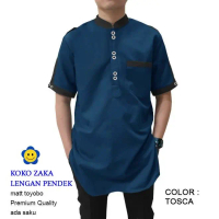 LS KOKO ZAKA LENGAN PENDEK -Koko Qurta Pria (7 WARNA) SIZE S - 3XL - Tosca, S