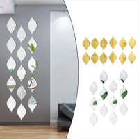 12pcs 20x10cm 3D Water Drop Shapes Mirror Wall Sticker Acrylic Waterproof DIY Decoration Living Room Background Wall