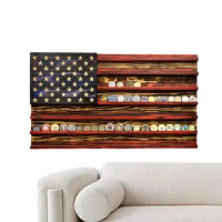 American Flag Challenge Coin Wall Display Army Coin Holder Wall Decor Wood Challenge Coin Holder Commemorative Coin Rack