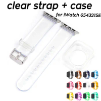 Clear TPU Watch Strap For Apple Watch Band 40mm 44mm 42mm 38mm Bracelet Band For iWatch Series 6 5 4 3 2 1 se w Case Frame